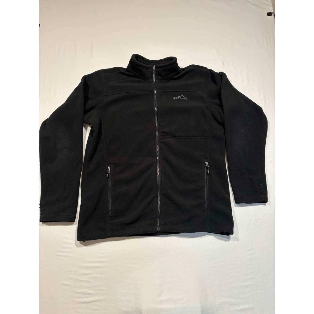 Eddie Bauer WeatherEdge Mens Black Full Zip Fleece Jacket TXL Tall XL